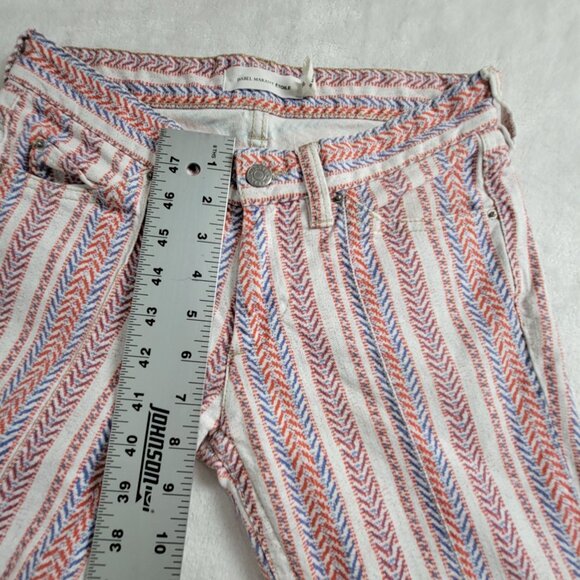 Isabel Marant Étoile Womens Chevron Striped Cropped Pants Sz 36 Red/Blue Stretch - Picture 9 of 11